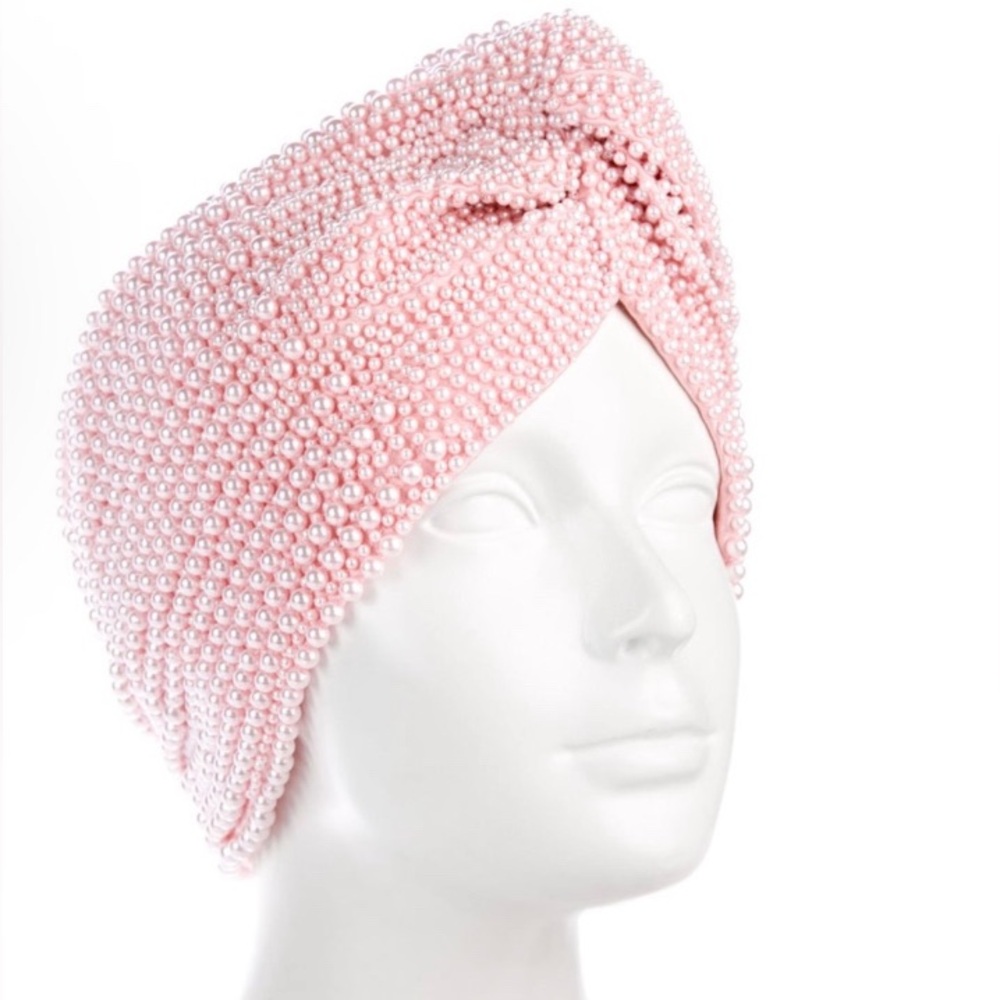 MARYJANE CLAVEROL PINK FAUX PEARL BEADS TURBAN HEAD PIECE HAIR ACCESSORY NWT HTF